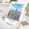New York City Art Print, Manhattan Skyline View, Empire State, Travel Poster