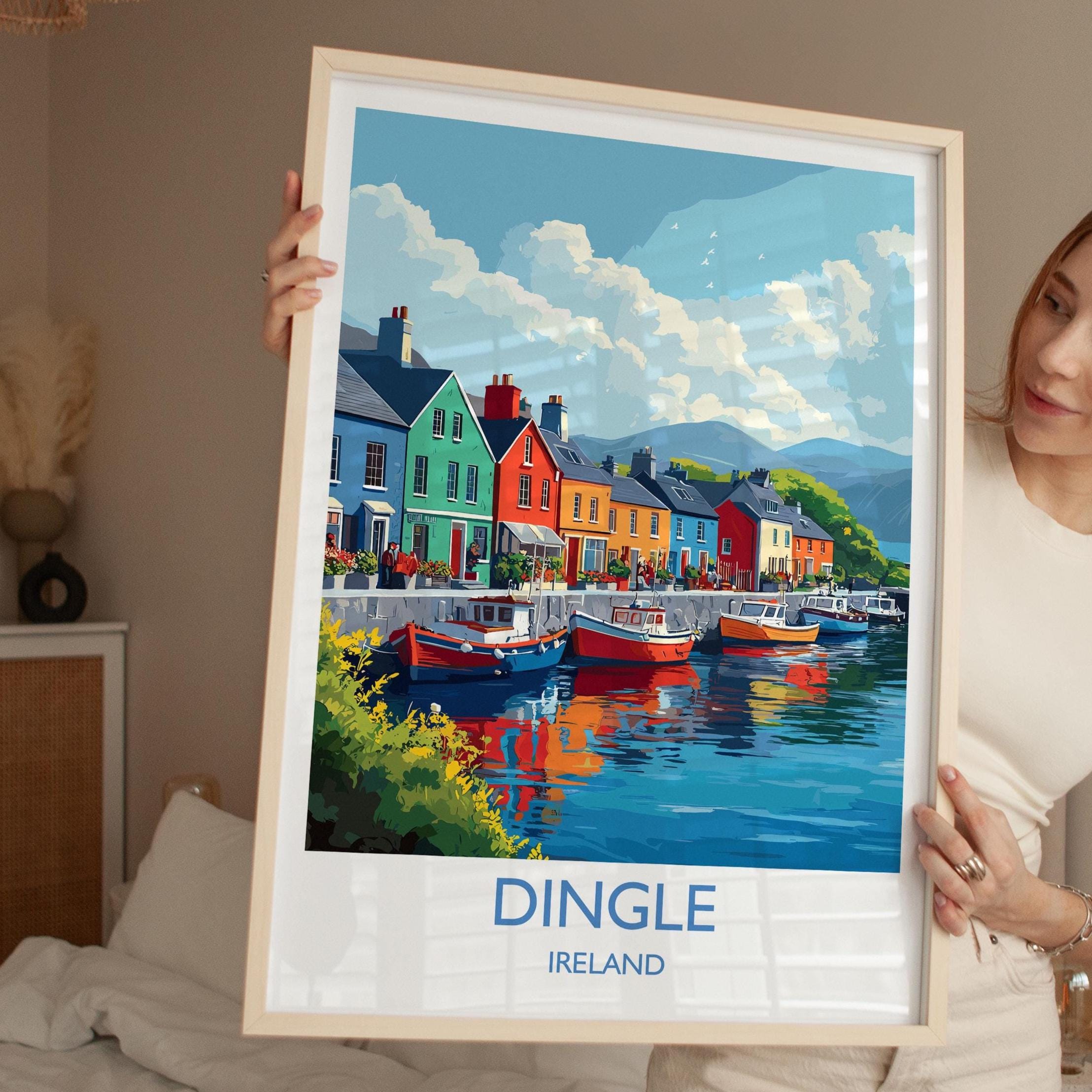 Dingle Poster, Travel Print of Dingle, County Kerry, Ireland Coast, Travel Wall Art Gift NQ Media Designs