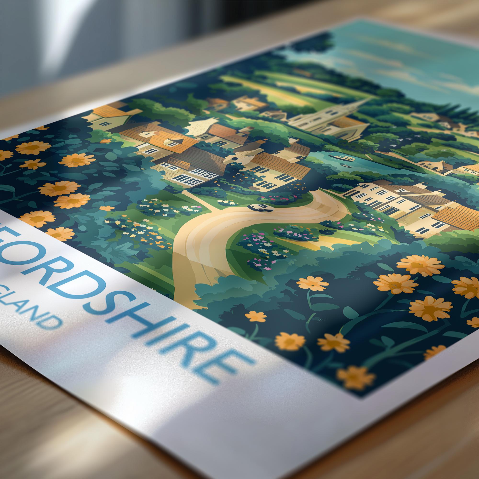 Oxfordshire Travel Poster Wall Art, Oxfordshire Travel Print, English Countryside Art Gift, Wall Art Print NQ Media Designs