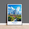 Jakarta Travel Print, Travel Poster of Jakarta, Indonesia, Jakarta Art Lovers Gift, Wall Art Decor Print Gift