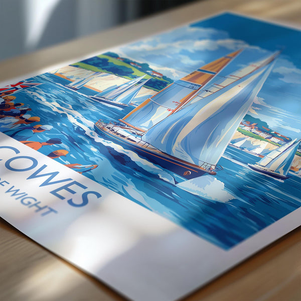Cowes Travel Print Wall Art, Travel Poster of Cowes, Cowes Gift, Cowes Art, Sailing Art, Isle of Wight Gift,
