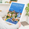 Barcelona Travel Poster Wall Art, Travel Print of Barcelona, City of Barcelona, Spain, Barcelona Art Lovers Gift, Barcelona Cityscape