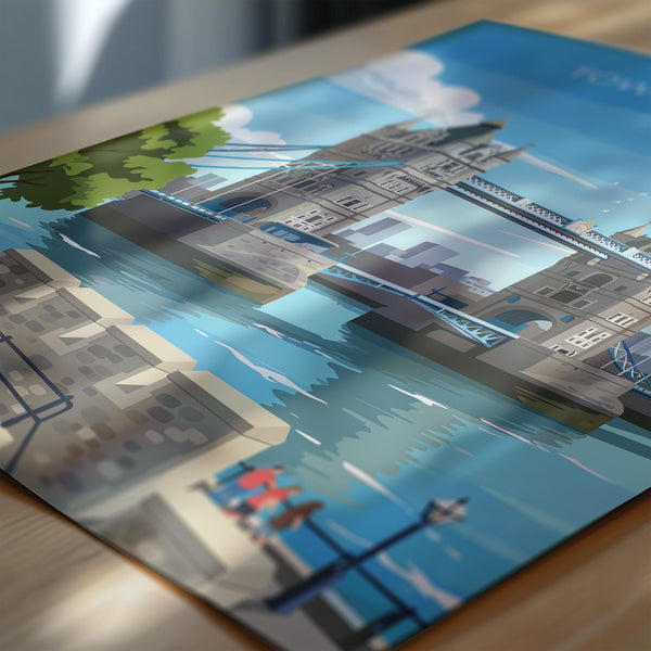 Tower Bridge Travel Poster, Travel Print of Tower Bridge, London Poster, Tower Bridge Gift, London City Art, London Art UK Travel Gift