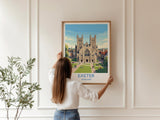Exeter Cathedral Travel Poster, Exeter Devon Wall Art, Historic England City Print, Gothic Architecture Illustration, UK Decor, Exeter Gift NQ Media Designs