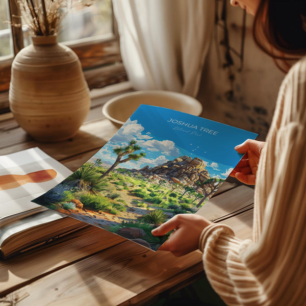 Joshua Tree National Park Travel Print Wall Art, Travel Poster of Joshua Tree, National Park Art Lovers Gift, California, USA, Wall Art Gift