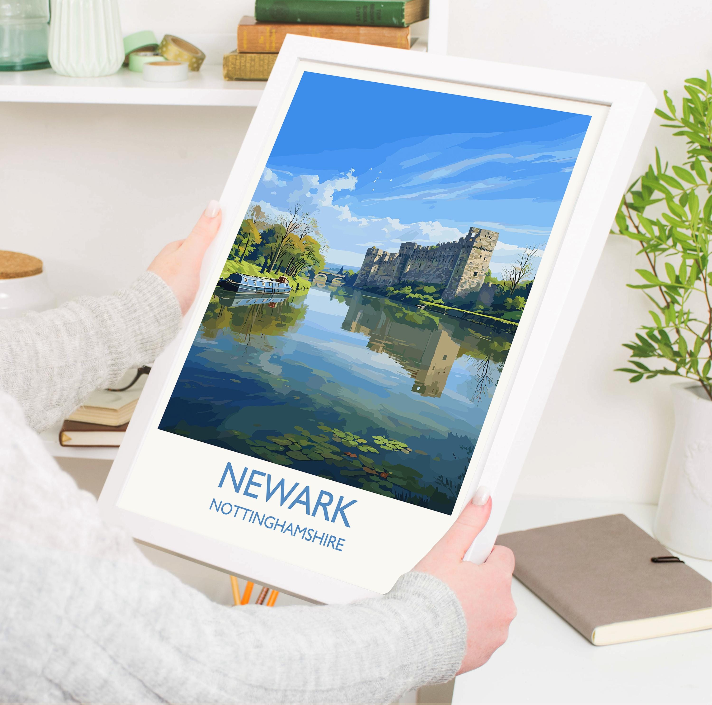 Newark Travel Poster Wall Art, Travel Print of Newark on Trent, Nottinghamshire, England, English Market Town Gift, Nottingham Art NQ Media Designs