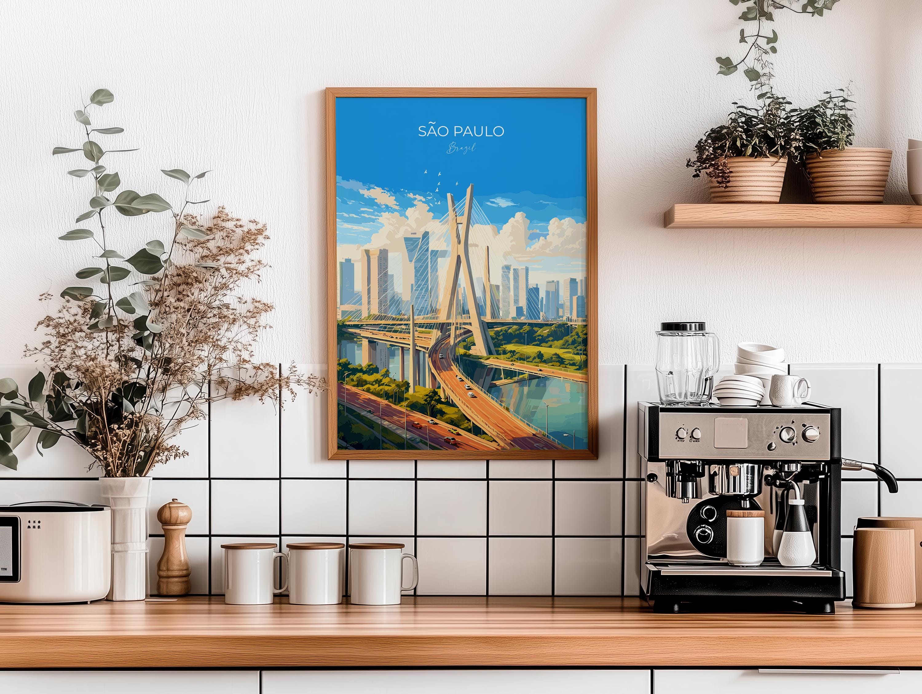 Sao Paulo Travel Poster, Travel Print of Sao Paulo, Brazil City Poster, Sao Paulo Wall Art Lovers Gift, Brazil Art Gift NQ Media Designs