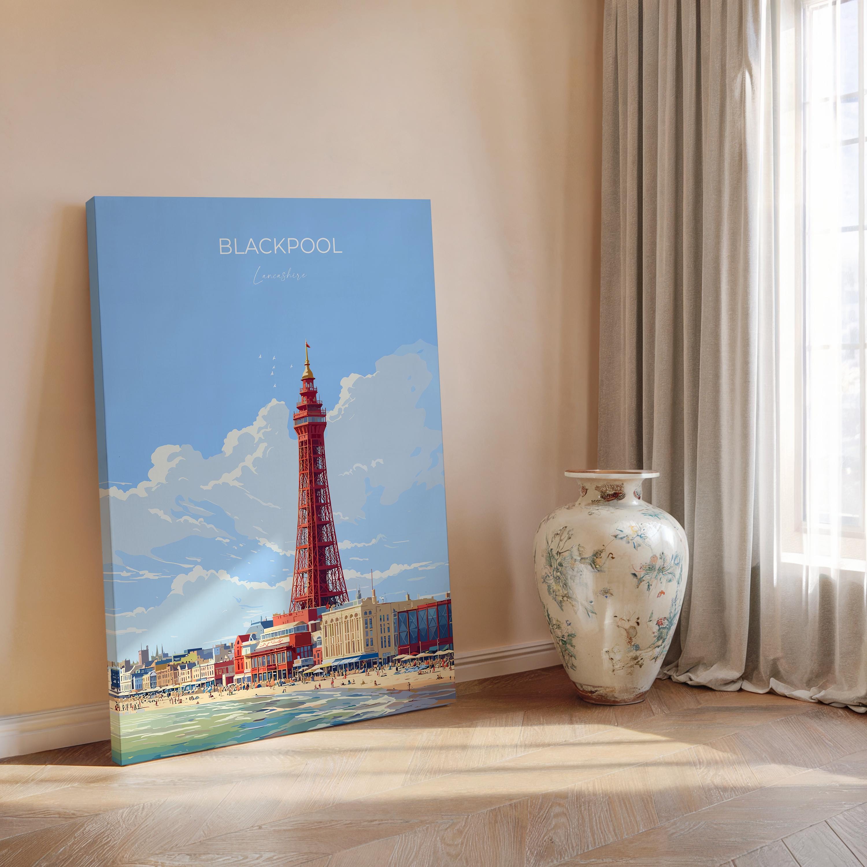 Blackpool Travel Print Wall Art, Travel Poster of Blackpool, England, Lancashire Seaside Art Lovers Gift, Travel Art Gift NQ Media Designs