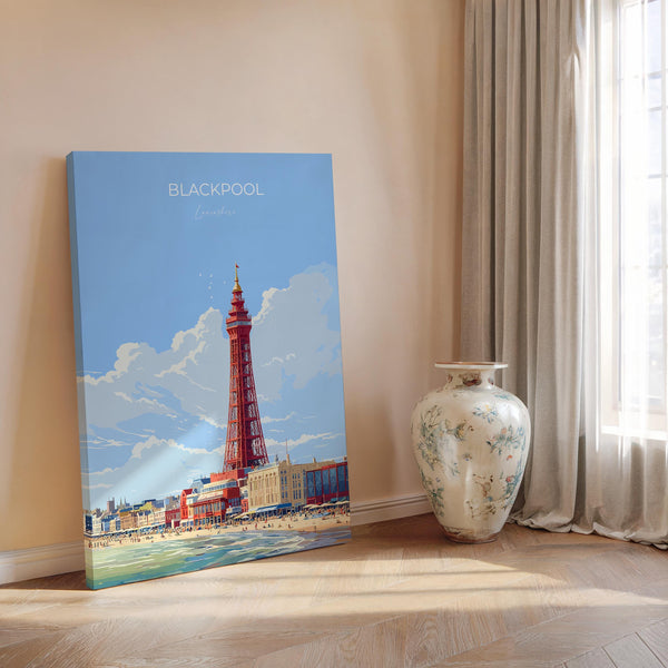 Blackpool Travel Print Wall Art, Travel Poster of Blackpool, England, Lancashire Seaside Art Lovers Gift, Travel Art Gift