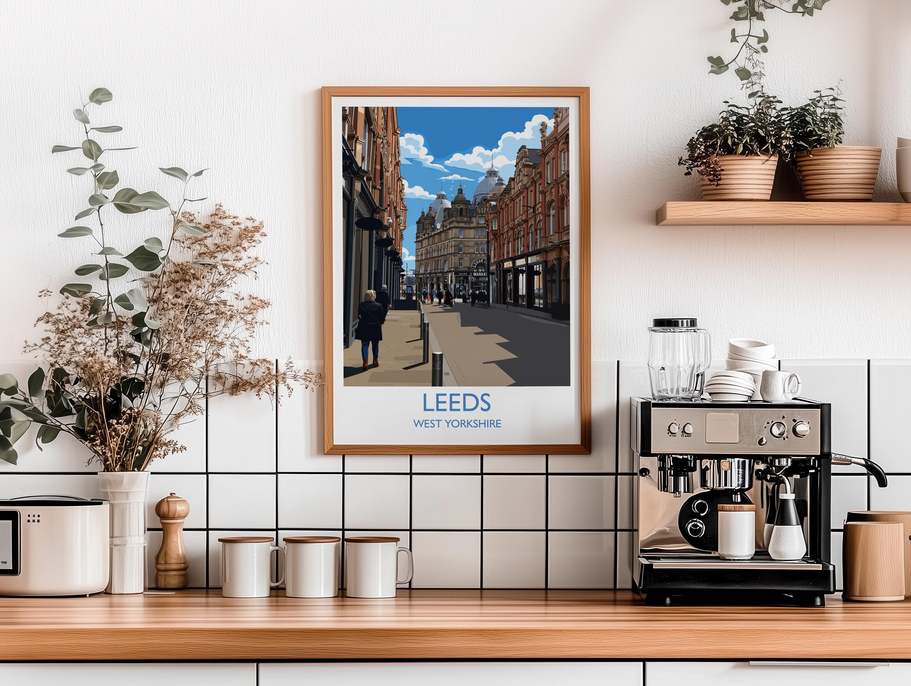 Leeds Travel Wall Art Print, Travel Poster of Leeds,West Yorkshire Wall Print, English City Art Gift NQ Media Designs