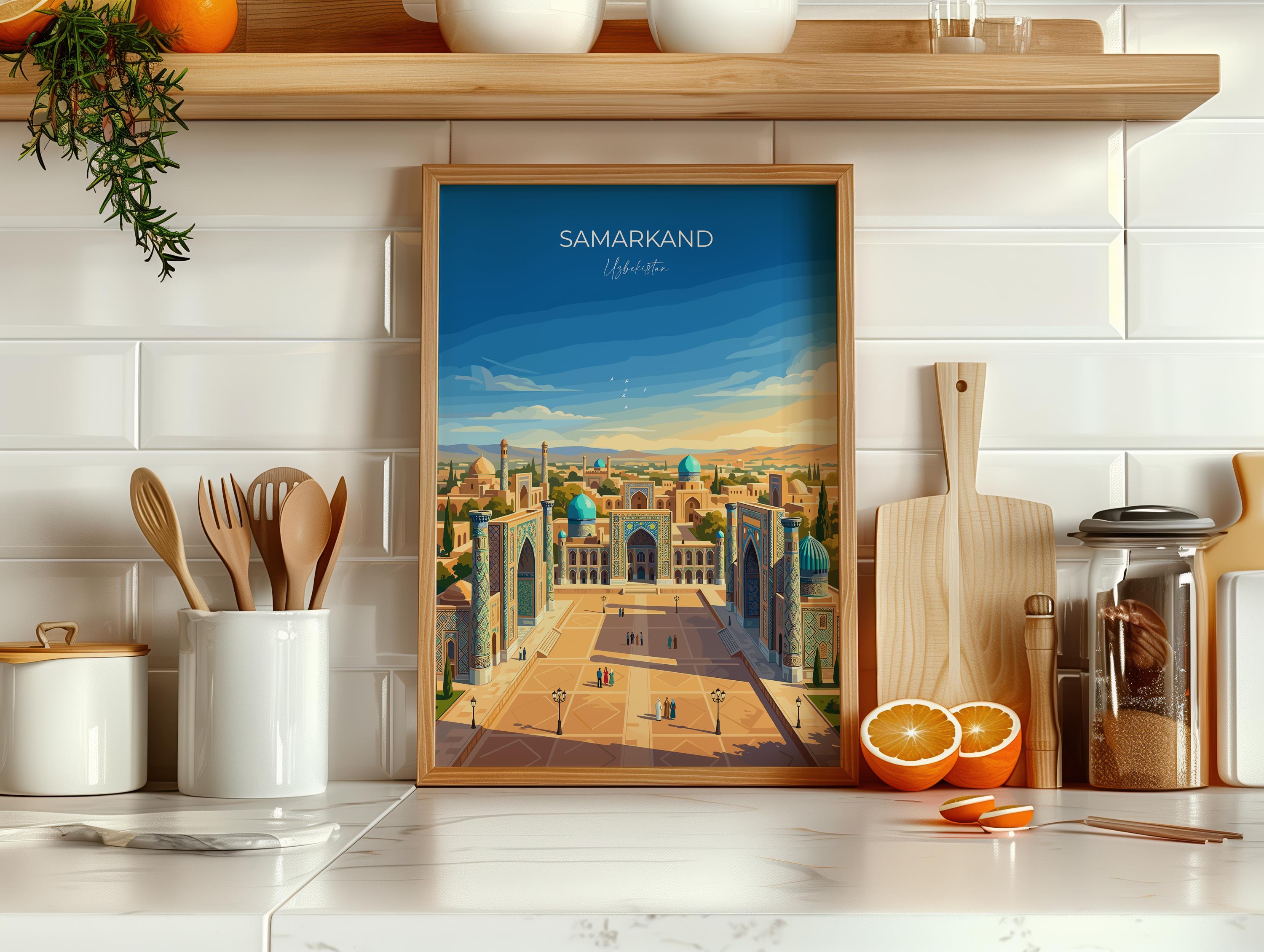 Samarkand Uzbekistan Travel Print, Registan Square Wall Art, Silk Road Print, Central Asia Travel Poster, Islamic Architecture Decor