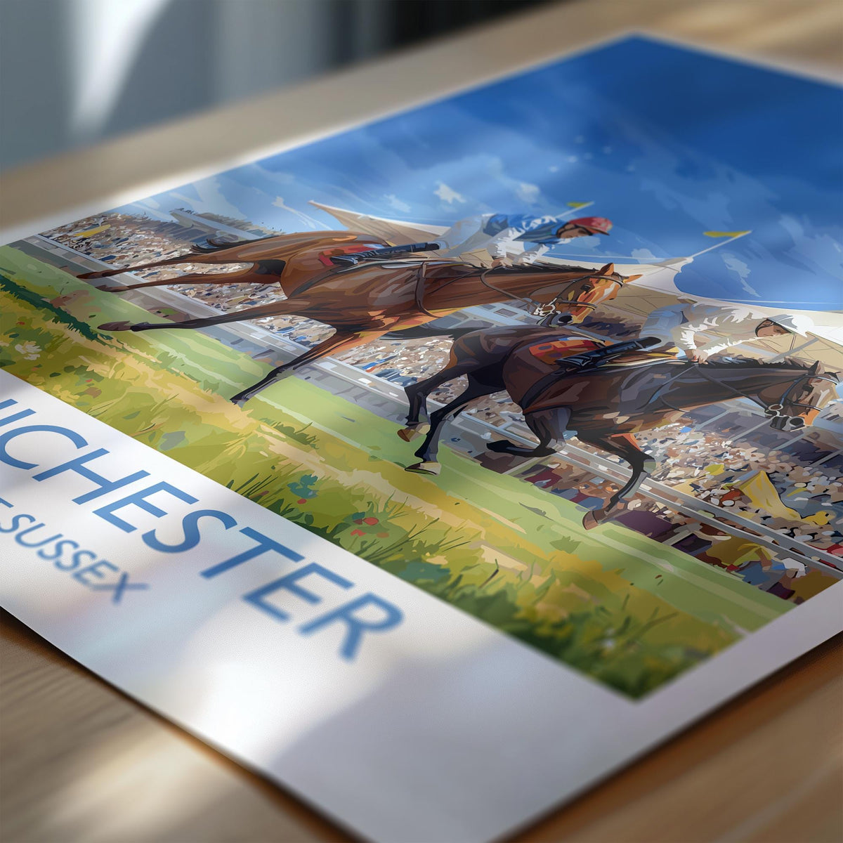 Chichester Horse Racing Poster – Elegant Goodwood Race Day Print, West Sussex Countryside, Vintage British Sporting Art NQ Media Designs