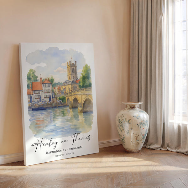 Henley on Thames Poster, Travel Print of Henley,Henley on Thames Watercolour Art Lovers Gift,Oxfordshire, English Countryside Wall Art
