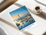 Portsmouth Travel Poster Print, Southsea & Spinnaker Tower Wall Art, Hampshire Coastal City Illustration, UK Travel Decor, Seaside Gift