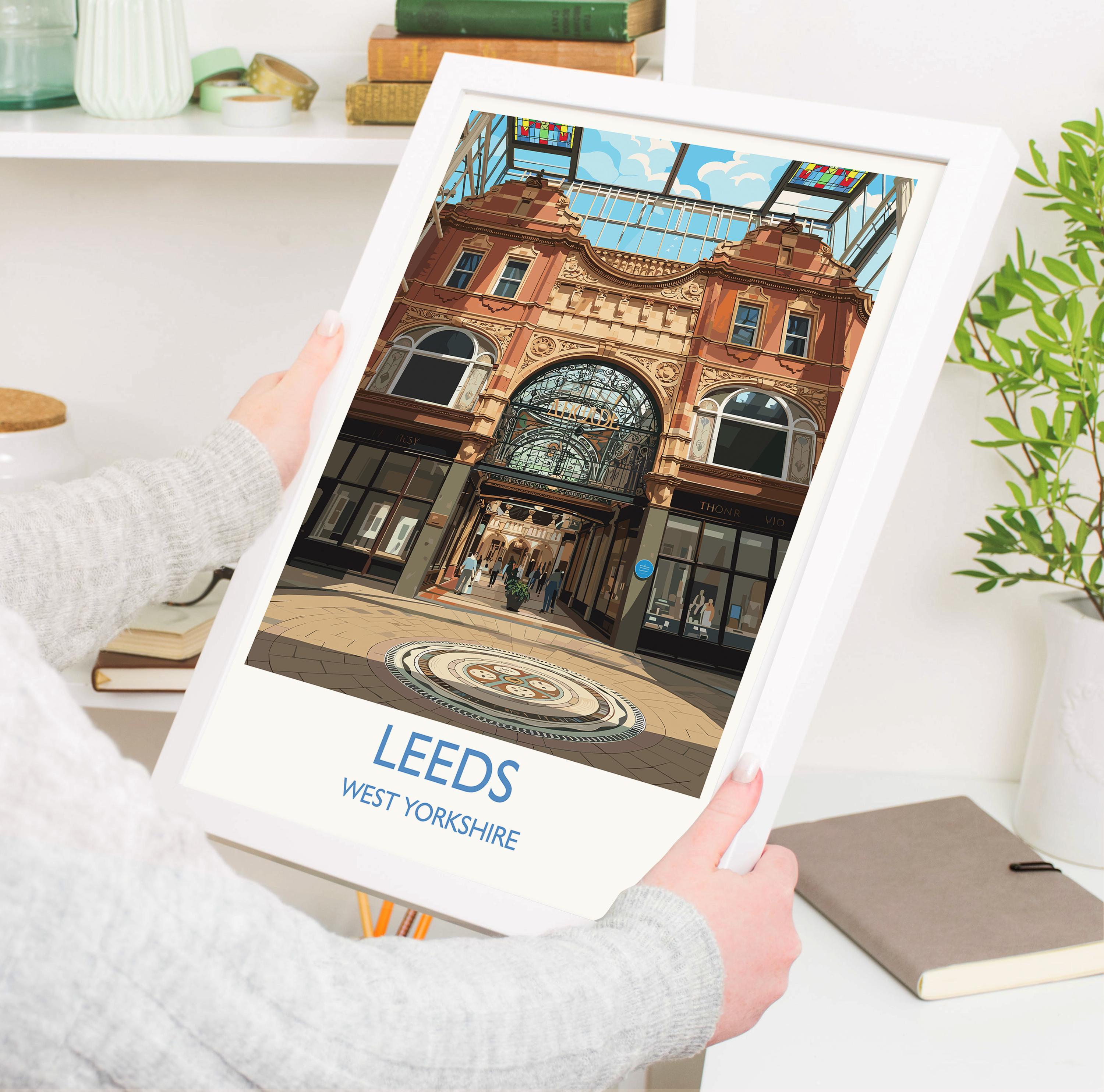 Leeds Travel Wall Art Print, Travel Poster of Leeds,West Yorkshire Wall Print, English City Art Gift NQ Media Designs