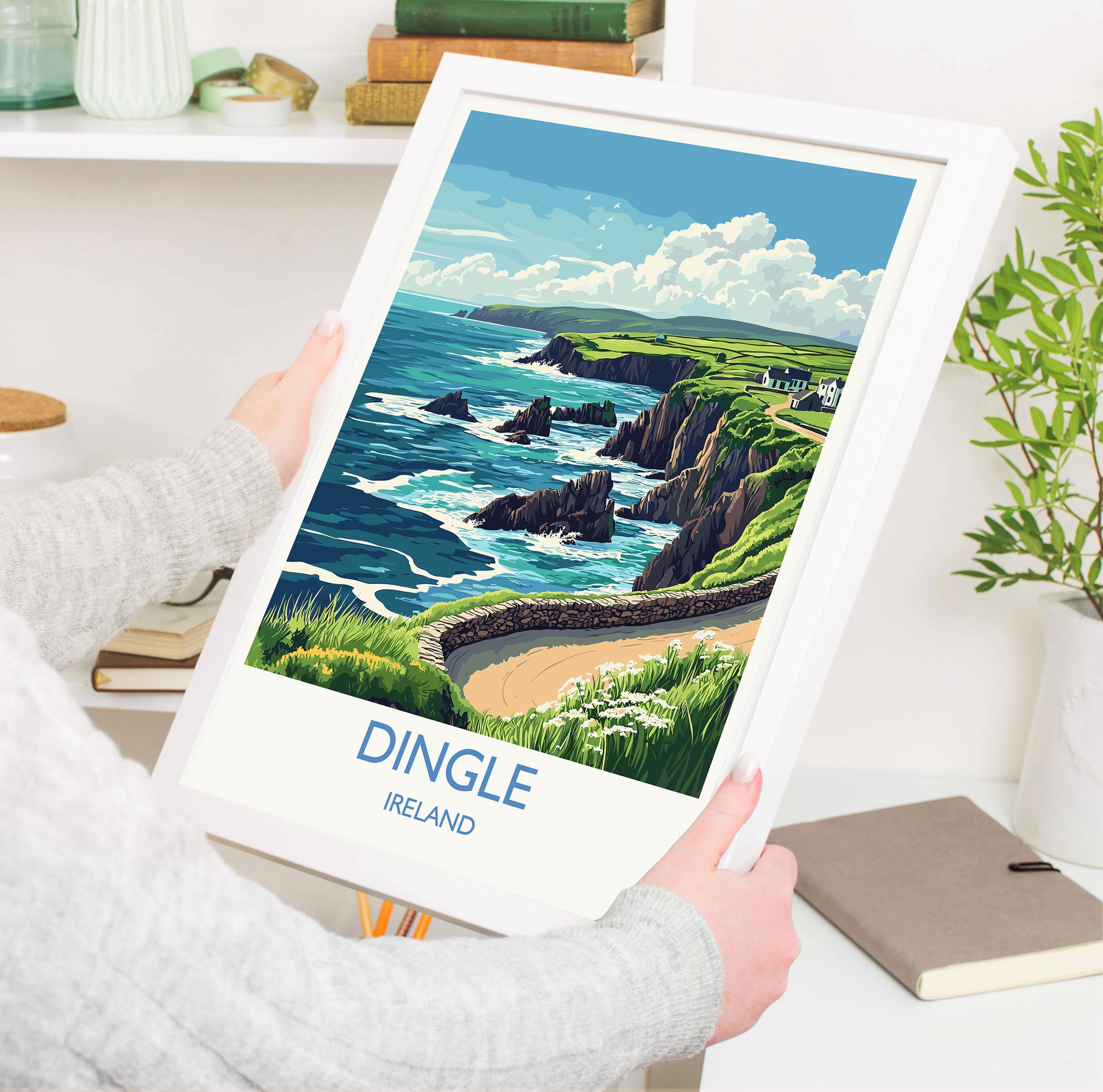 Dingle Poster, Travel Print of Dingle, County Kerry, Ireland Coast, Travel Wall Art Gift NQ Media Designs
