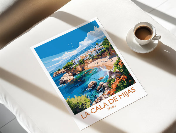 La Cala de Mijas Travel Print, Travel Poster of La Cala de Mijas, Spain, Malaga Art, Malaga Gift, Wall Art Print