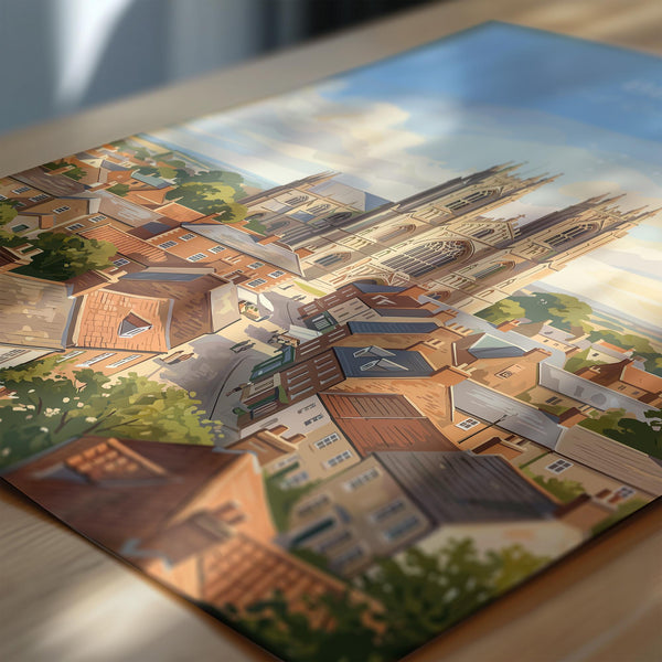 Beverley Minster Travel Poster, Beverley Yorkshire Wall Art, Historic Market Town Print, Gothic Cathedral Illustration, Beverley Gift