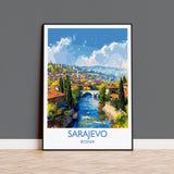 Sarajevo Travel Poster Wall Art, Travel Print of Sarajevo, Bosnia, Sarajevo Wall Art Gift, Bosnia Herzegovina City Print NQ Media Designs