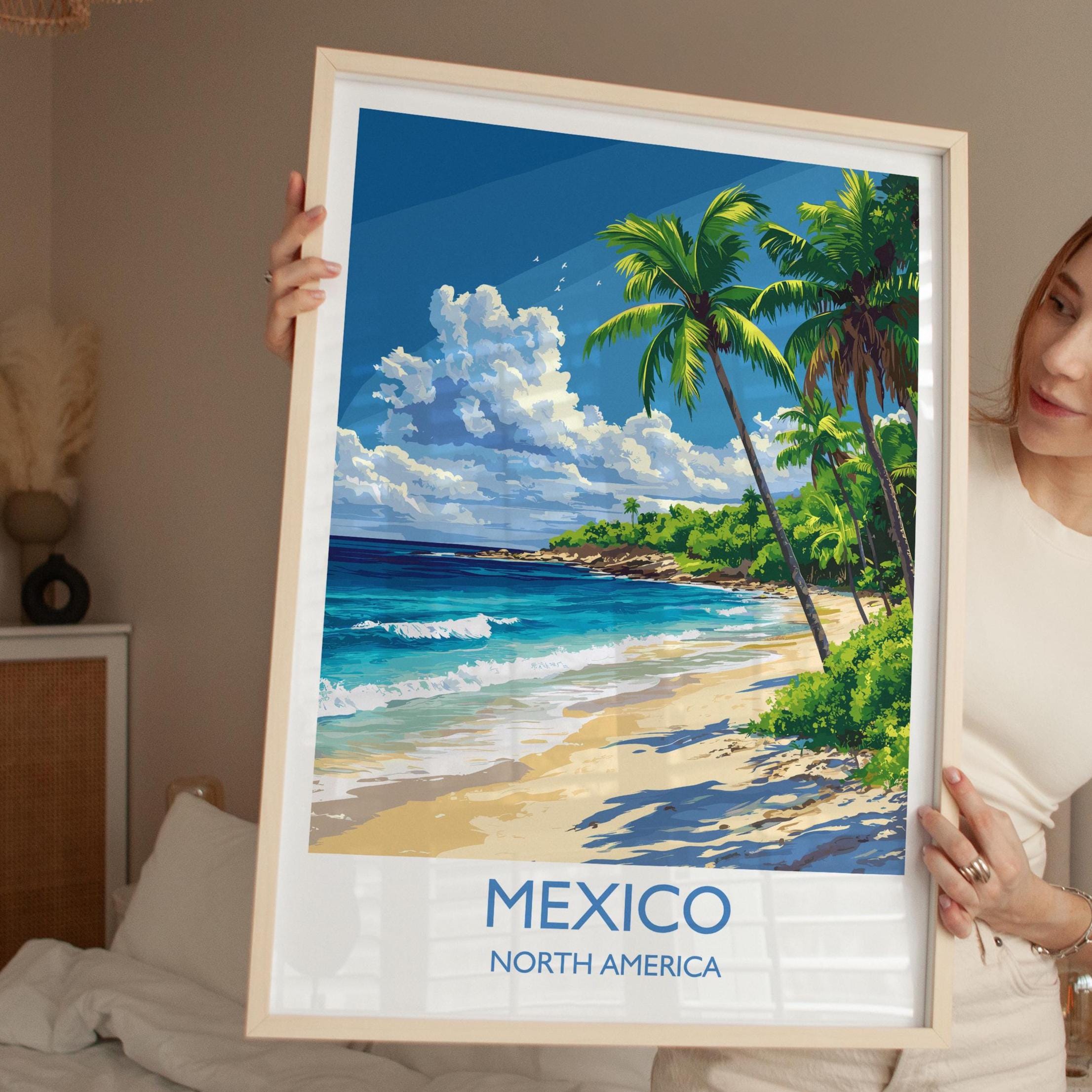 Mexico Travel Print Wall Art, Travel Poster of Mexico, Mexico Coast Art Gift, Mexico Art Lovers Gift, NQ Media Designs