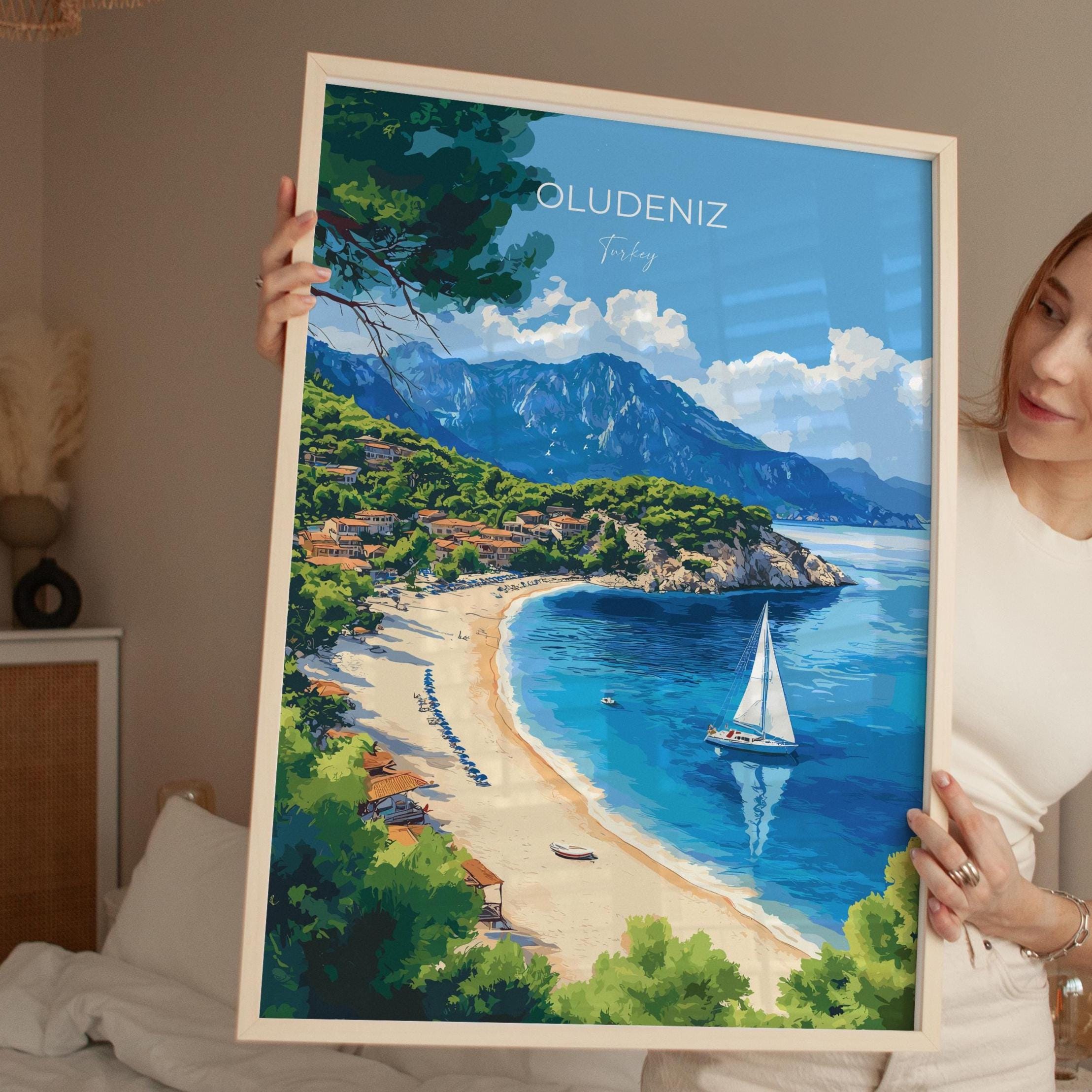 Oludeniz Travel Poster Wall Art, Travel Print of Oludeniz, Turkey Wall Art, Oludeniz Art Lovers Gift, Wall Art Print NQ Media Designs