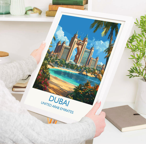 Dubai Travel Print, Travel Poster of Dubai, Palm Jumeirah Dubai Art lovers Gift, UAE Wall Art Gift