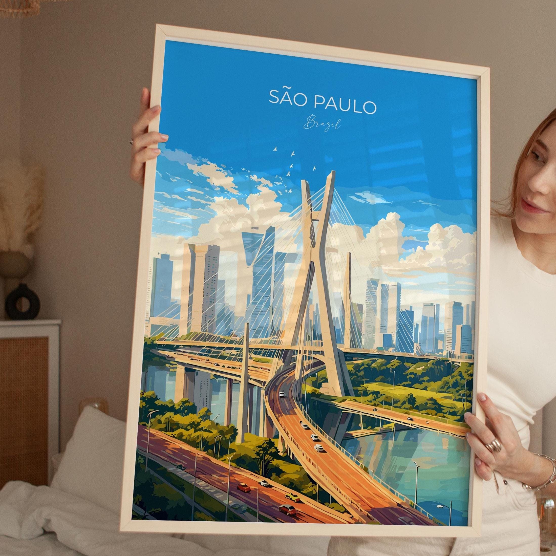 Sao Paulo Travel Poster, Travel Print of Sao Paulo, Brazil City Poster, Sao Paulo Wall Art Lovers Gift, Brazil Art Gift NQ Media Designs