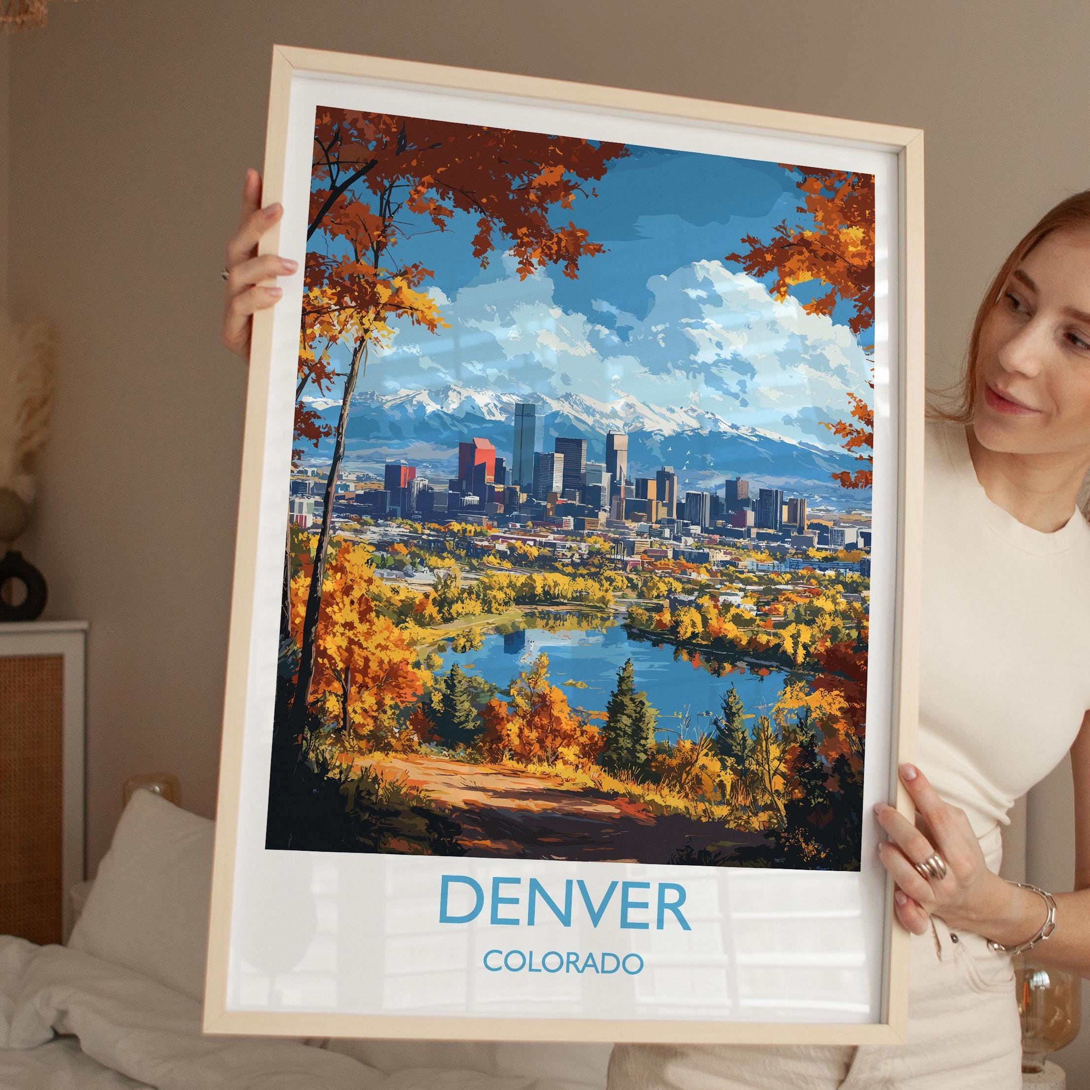 Denver Travel Poster Wall Art, Travel Print of Denver, Colorado, USA, Denver Art Lovers Gift NQ Media Designs