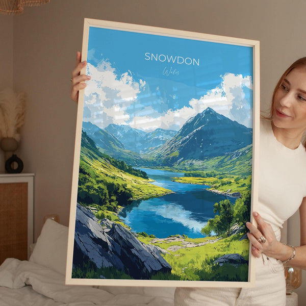 Snowdon Travel Poster Wall Art, Snowdon Travel Print, Wales, Welsh Art, Snowdonia Art lovers Gift, Wall Art Print