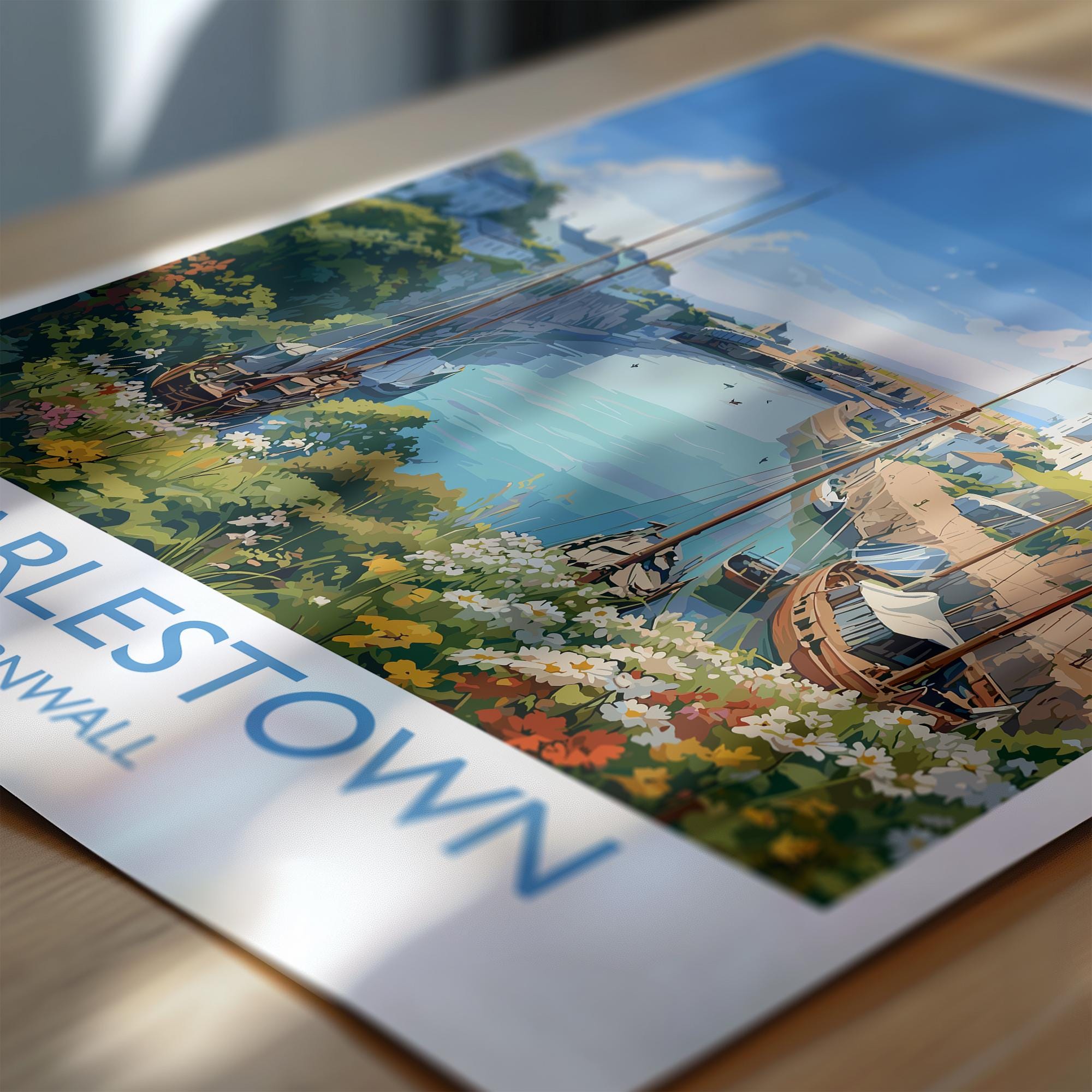 Charlestown Travel Print, Travel Poster of Charlestown, England, Cornwall Art, Charlestown Art Lovers Gift, Wall Art Print NQ Media Designs