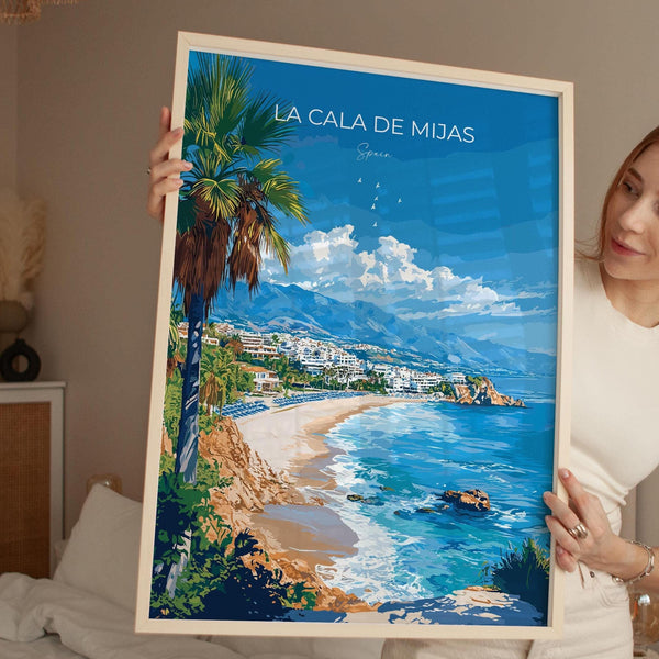 La Cala de Mijas Travel Print, Travel Poster of La Cala de Mijas, Spain, Malaga Gift, Spain Gift Art, Wall Art Print