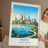 Perth Australia Print, Western Australia Wall Art, Swan River Travel Poster, Coastal City Decor, Australian Gift