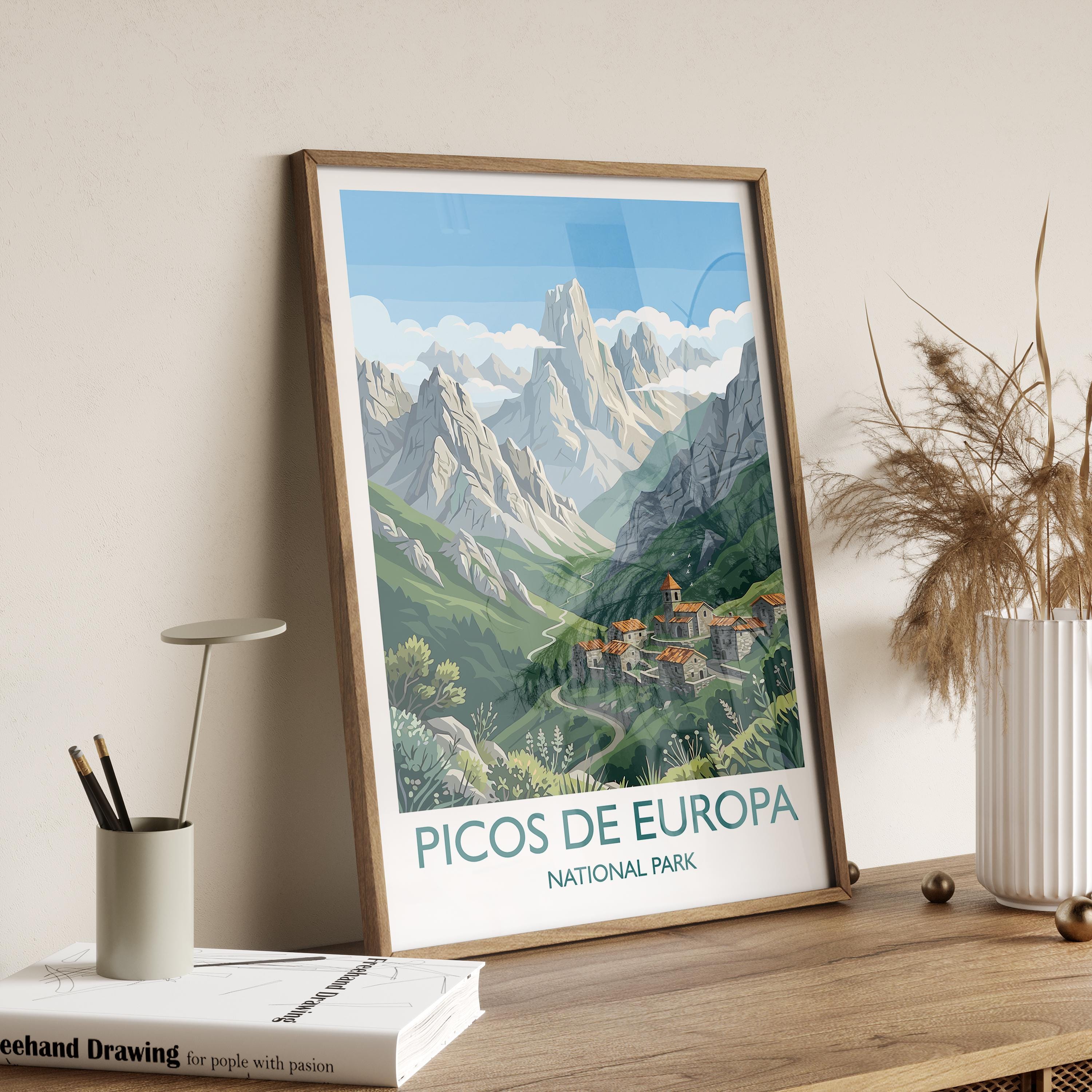 Picos De Europa National Park Travel Print Wall ArtTravel Poster of Picos De Europa, Spain Art Lovers Gift, Wall Art Print NQ Media Designs