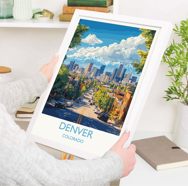 Denver Travel Poster Wall Art, Travel Print of Denver, Colorado, USA, Denver Art Lovers Gift