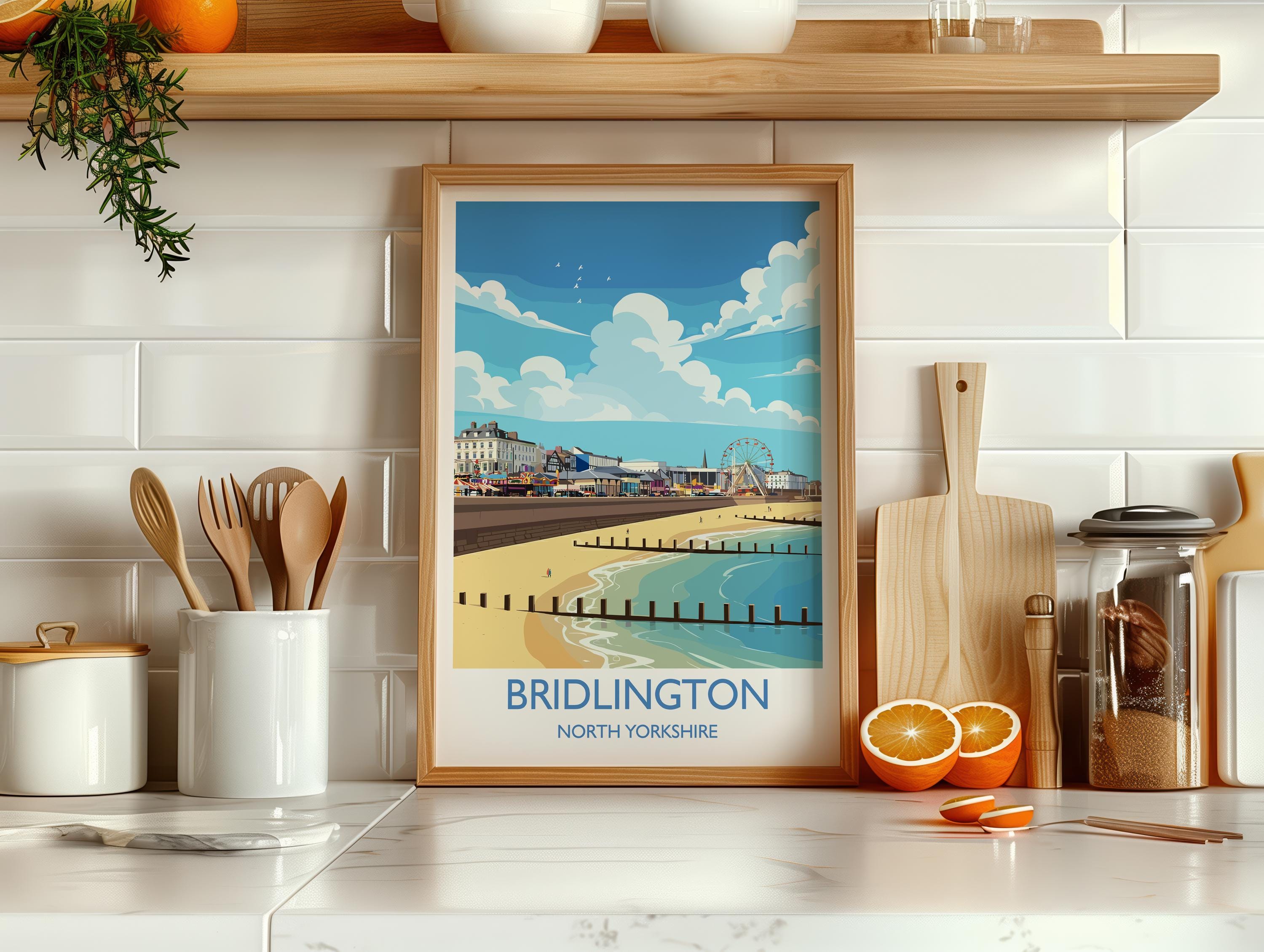 Bridlington Travel Print, Travel Poster of Bridlington, Yorkshire Gift, England, North Yorkshire Art, Bridlington Gift, Wall Art Print NQ Media Designs