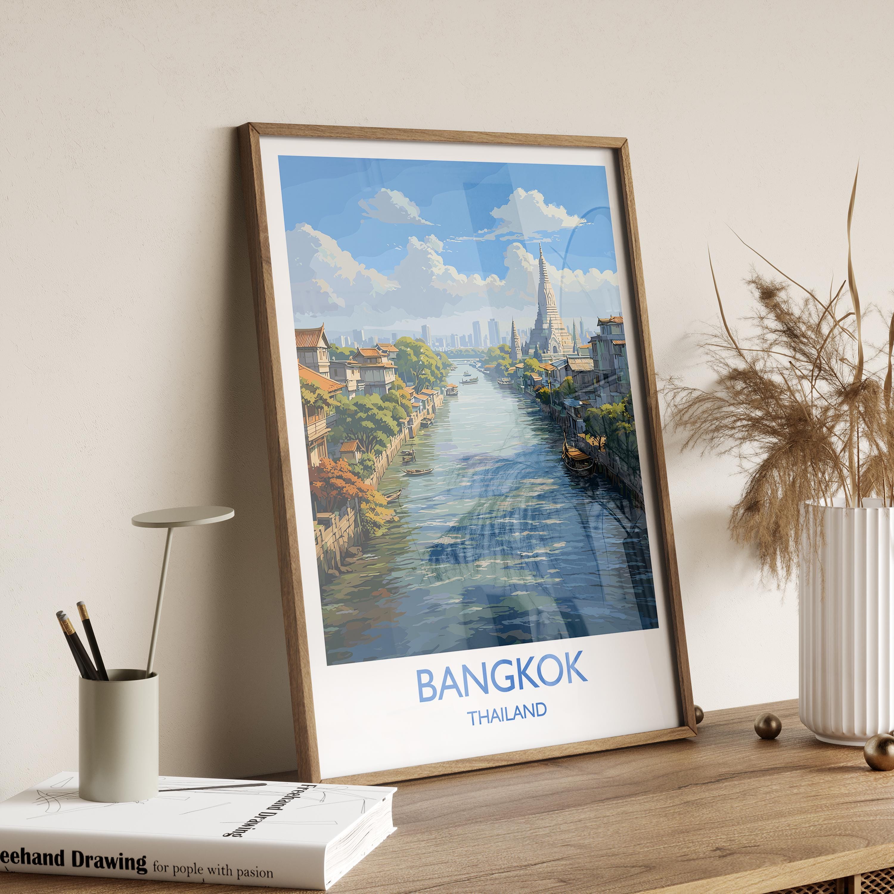 Bangkok Poster Wall Art, Bangkok Travel Print, Thailand Wall Art, Bangkok Art Lovers Gift, Thailand Gift NQ Media Designs