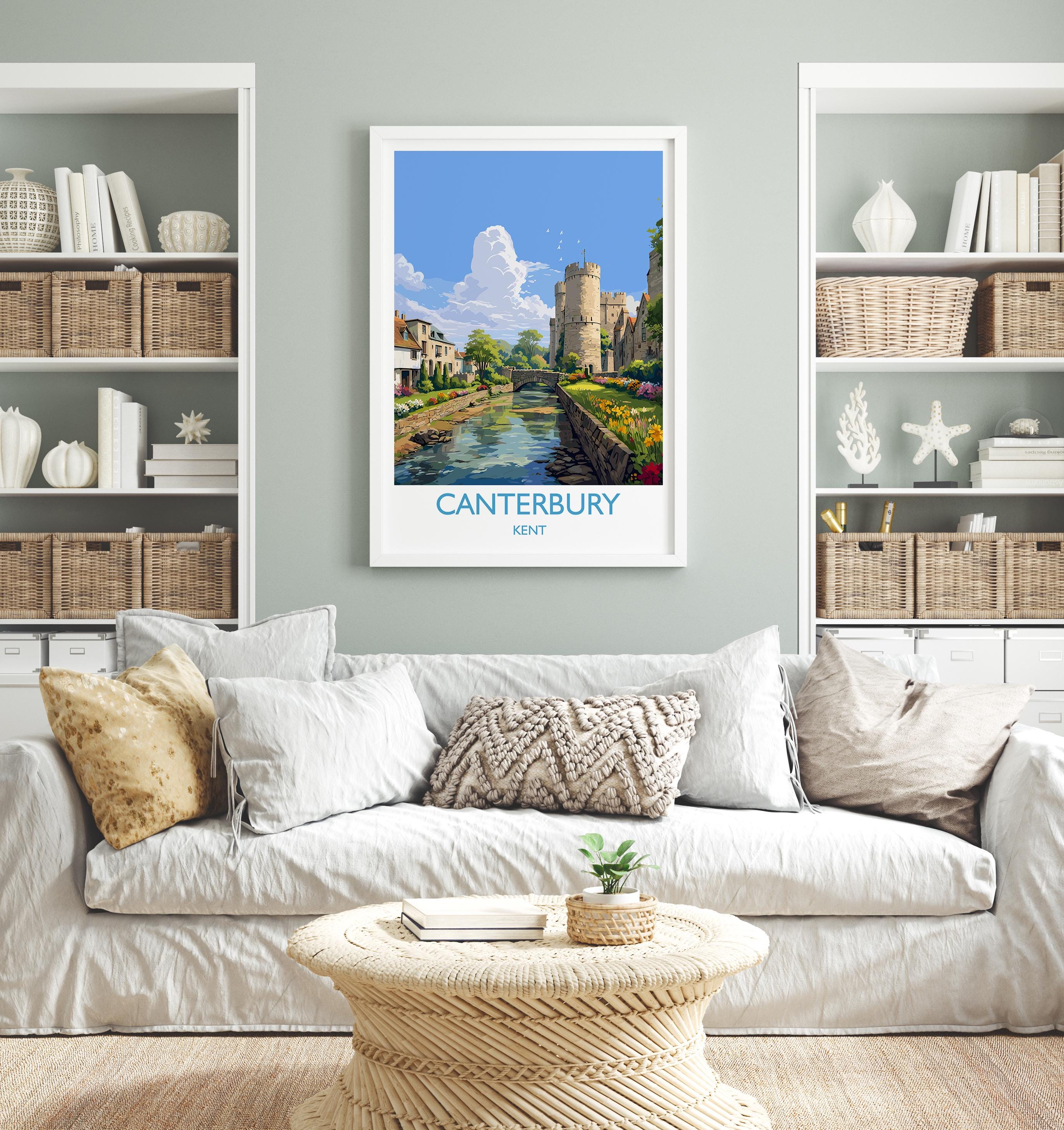 Canterbury Travel Print, Travel Poster of Canterbury, England, Canterbury Cathedral, Kent Art Lovers Gift, Wall Art Print NQ Media Designs