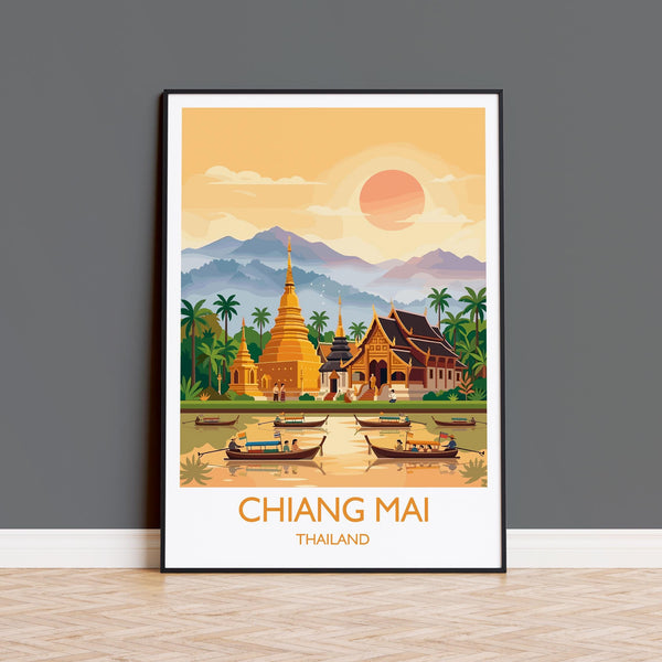 Chiang Mai Travel Print, Travel Poster of Chiang Mai, Thailand, Chiang Mai Art Lovers Gift, Wall Art Print