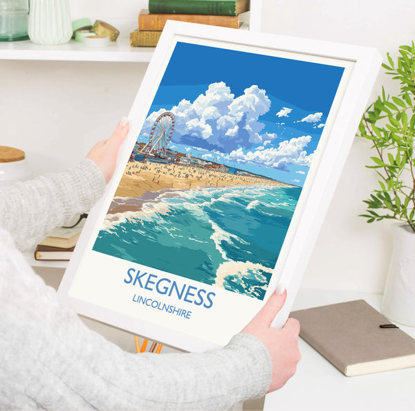 Skegness Travel Poster Wall Art, Travel Print of Skegness, England, Lincolnshire Seaside Art Lovers Gift, Travel Art Gift