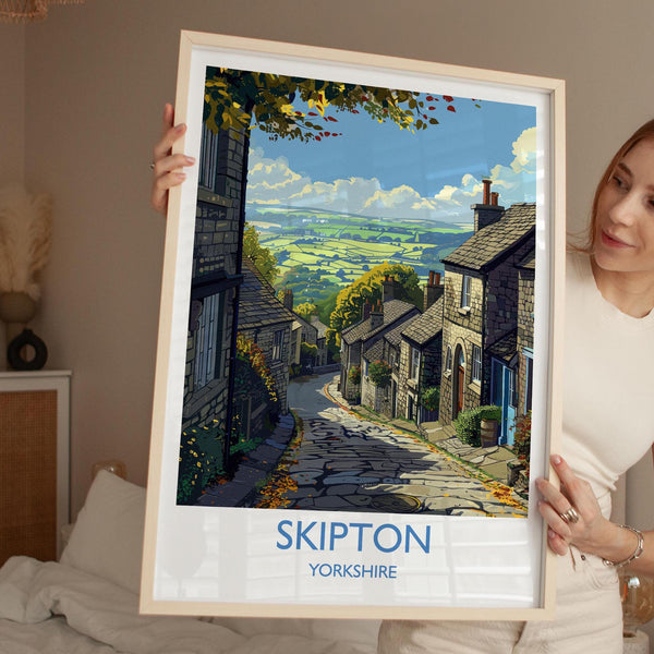 Skipton Travel Print Wall Art, Travel Poster of Skipton, Skipton Art Print, North Yorkshire Wall Print, Yorkshire Art Lovers Gift