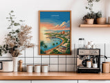 Darwin Australia Travel Print, Darwin Waterfront Wall Art, Northern Territory Poster, Tropical Cityscape Illustration, Australia Art Decor