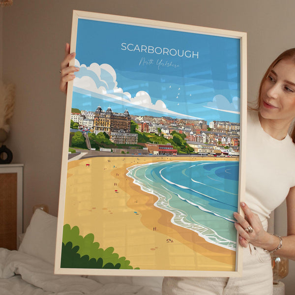 Scarborough Travel Print, Travel Poster of Scarborough, North Yorkshire Gift, England, Scarborough Gift, Wall Art Print