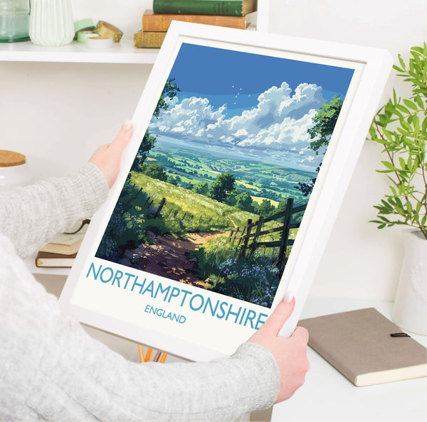 Northamptonshire Print Wall Art, Travel Poster of Northamptonshire, England, Northamptonshire Art Lovers Gift, England Wall Art Print