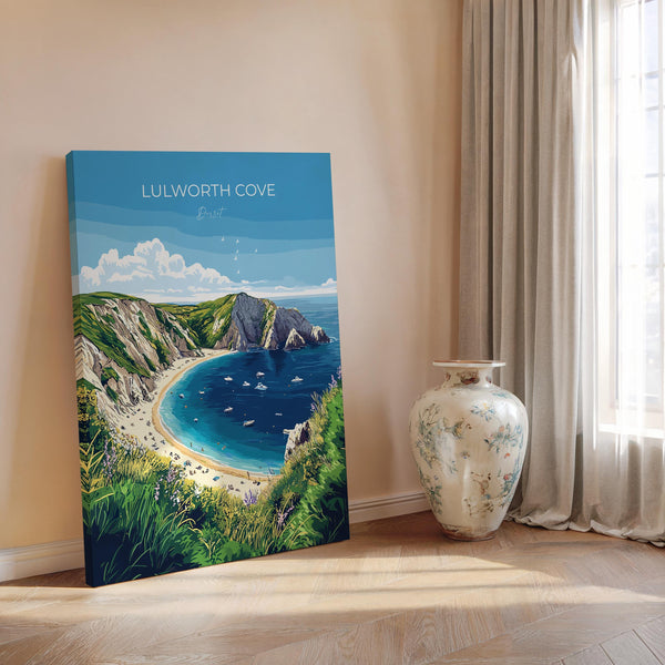 Lulworth Cove Travel Print, Travel Poster of Lulworth Cove, England, Dorset Coast Art Lovers Gift, Wall Art Print