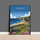 Trebarwith Travel Poster, Travel Print of Trebarwith, England, Cornwall Art, Trebarwith Art Lovers Gift, Wall Art Print NQ Media Designs