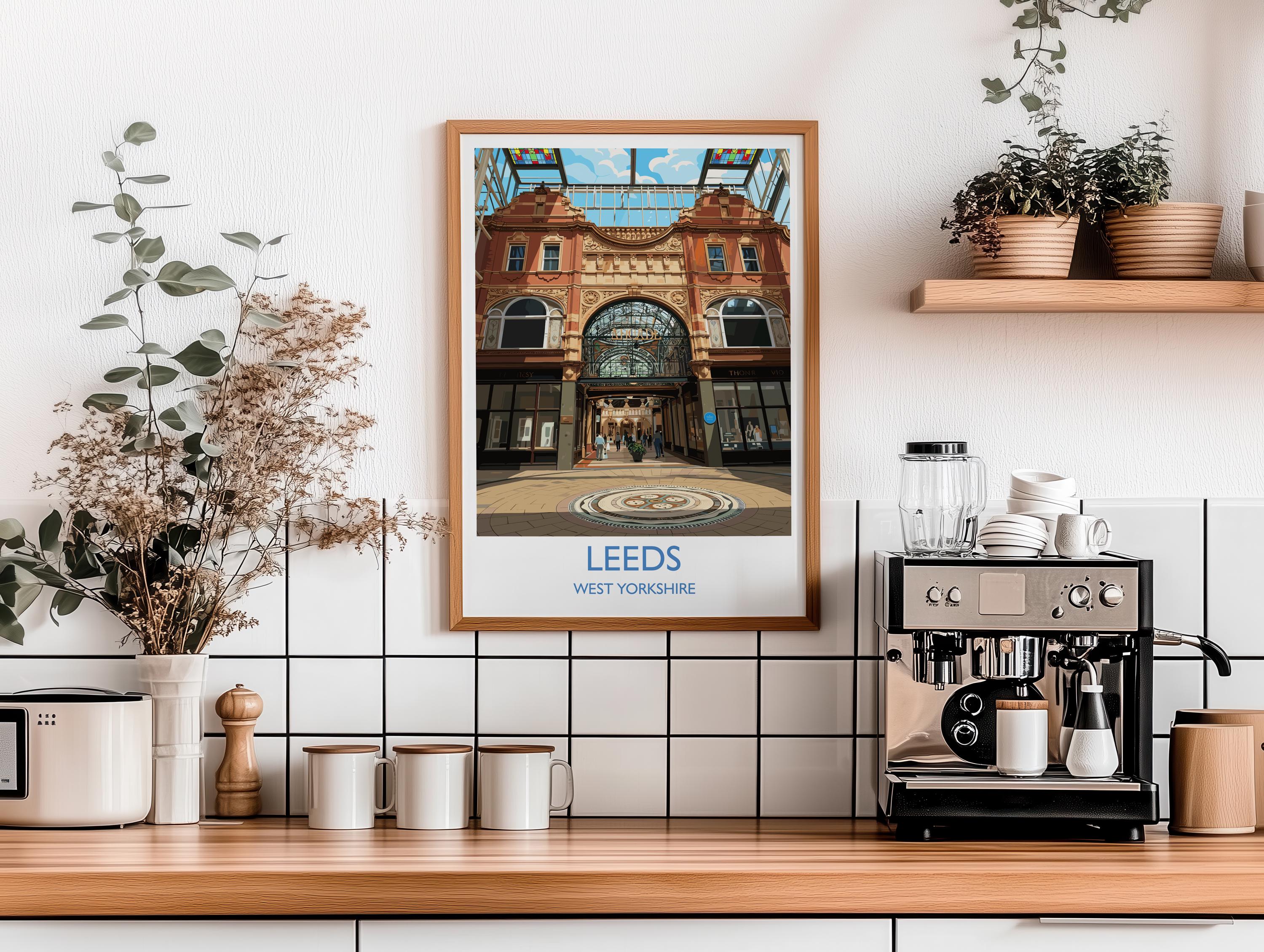 Leeds Travel Wall Art Print, Travel Poster of Leeds,West Yorkshire Wall Print, English City Art Gift NQ Media Designs