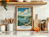Windermere Print, Lake District Wall Art with Border, Cumbria Poster, England Travel Print, Windermere Gift Print