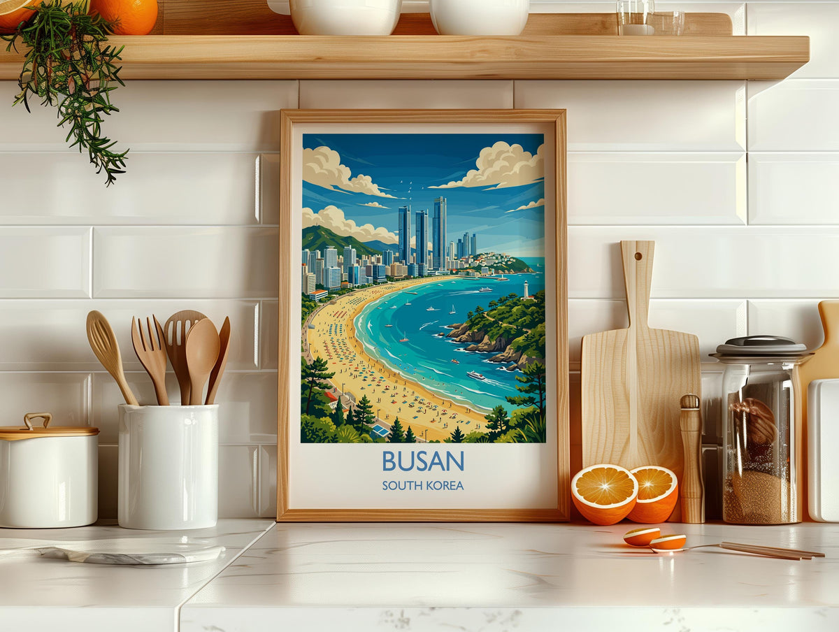 Busan Travel Print | Haeundae Coast, South Korea Wall Art