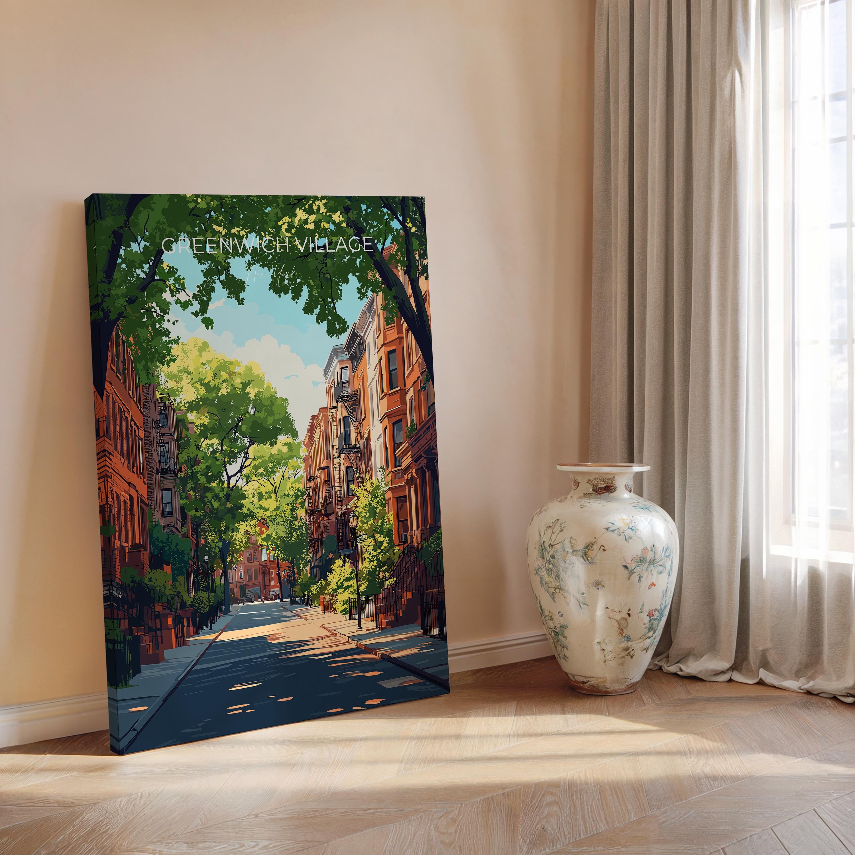 Greenwich Village New York Travel Poster Wall Art, Travel Print of Greenwich Village, New York Art Lovers Gift, USA Art Gift NQ Media Designs