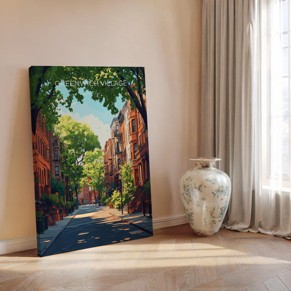 Greenwich Village New York Travel Poster Wall Art, Travel Print of Greenwich Village, New York Art Lovers Gift, USA Art Gift